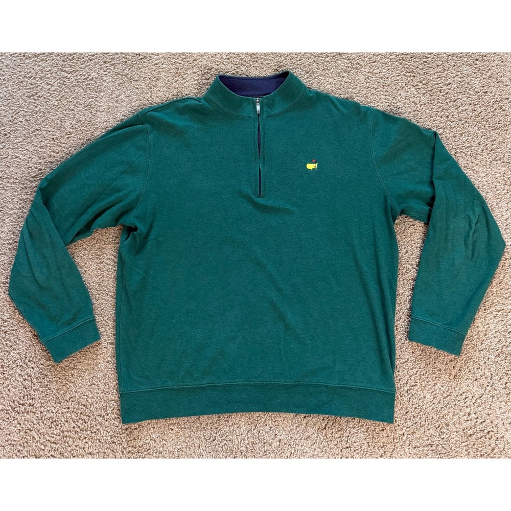 Masters Collection Mens Green 100% Pima Cotton Quarter Zip Pullover Sweater L